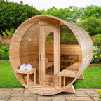 Canadian Timber Serenity MP Barrel Sauna | Dundalk Leisurecraft Porch Model