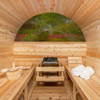 Canadian Timber Serenity MP Barrel Sauna | Dundalk Leisurecraft Porch Model